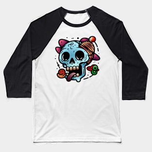 Funky Skull Modern Color Art Merchandise Design Baseball T-Shirt